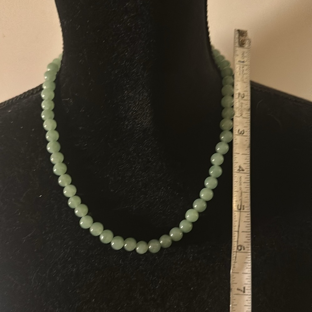 Vintage Jade Bead Necklace and Bracelet Set Silver Clasps - Picture 5 of 12